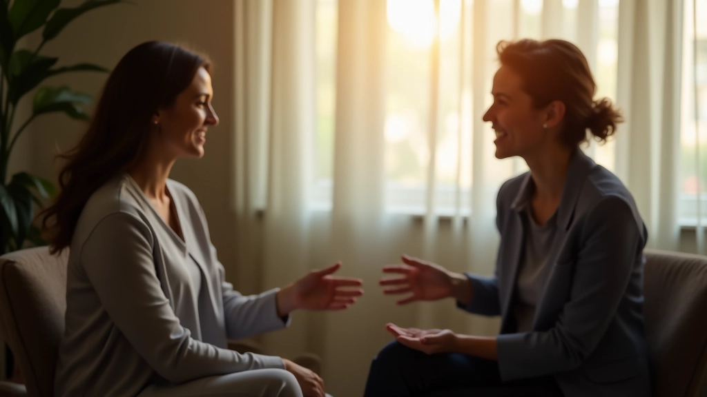 Sessione di life coaching in uno studio moderno con atmosfera accogliente e rilassante