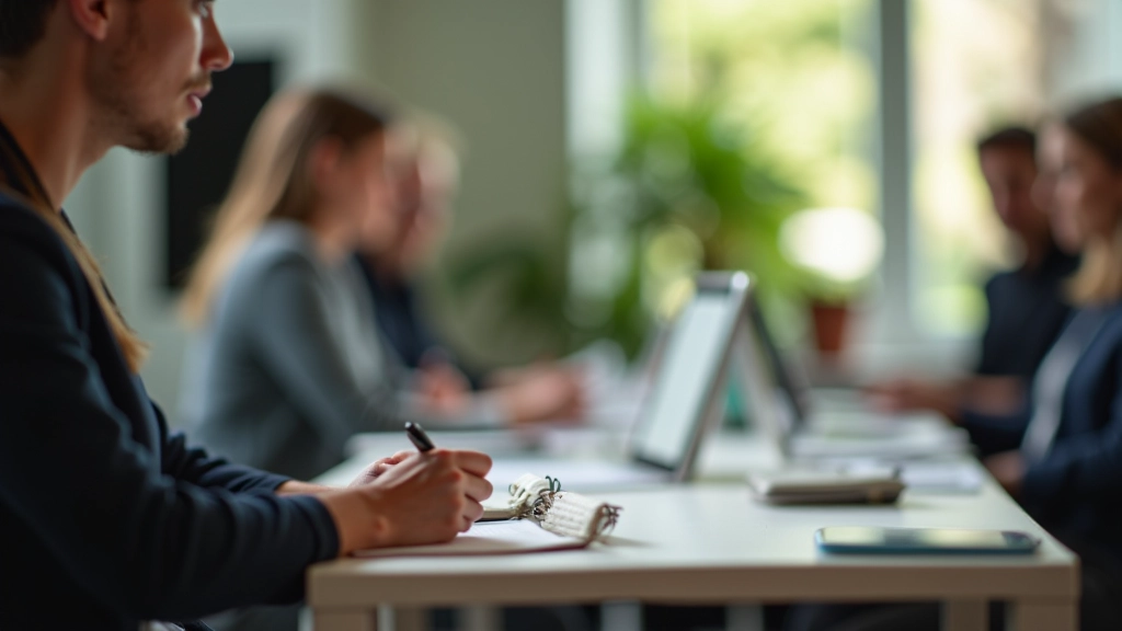 Person taking notes during personal development course