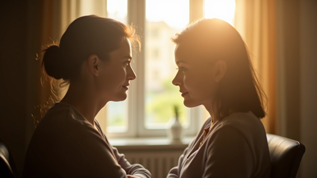 Persona che guarda indietro riflettendo sul passato, presente e futuro, con una visione contemplativa e consapevole in uno spazio sereno